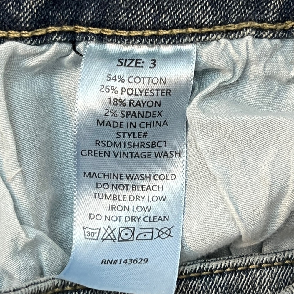 Rise Supply Co Flare Jeans Womens Size 3 Green Vintage Wash Cotton Blend Stretch - Picture 3 of 15